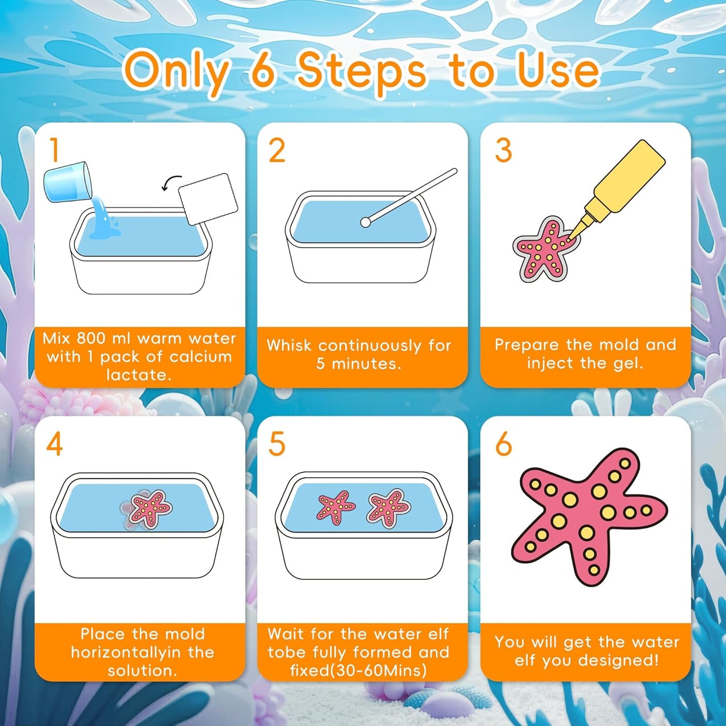 Magic Water Elf Toy Kit for Kids – 20 Gels (11 Standard + 6 Glitter + 3 Glow) & 10 Molds, DIY Squishy Maker, Aqua Fairy Gel Toys, Night Glow & Glitter, Valentine Gifts for Boys & Girls 3+